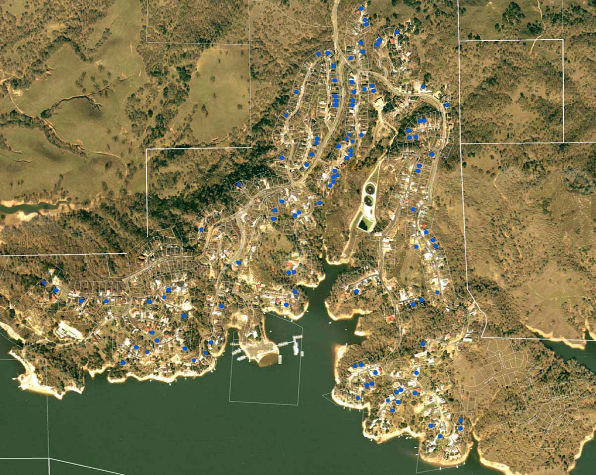 Oak Shores Subdivision - blue dots represent individual sales